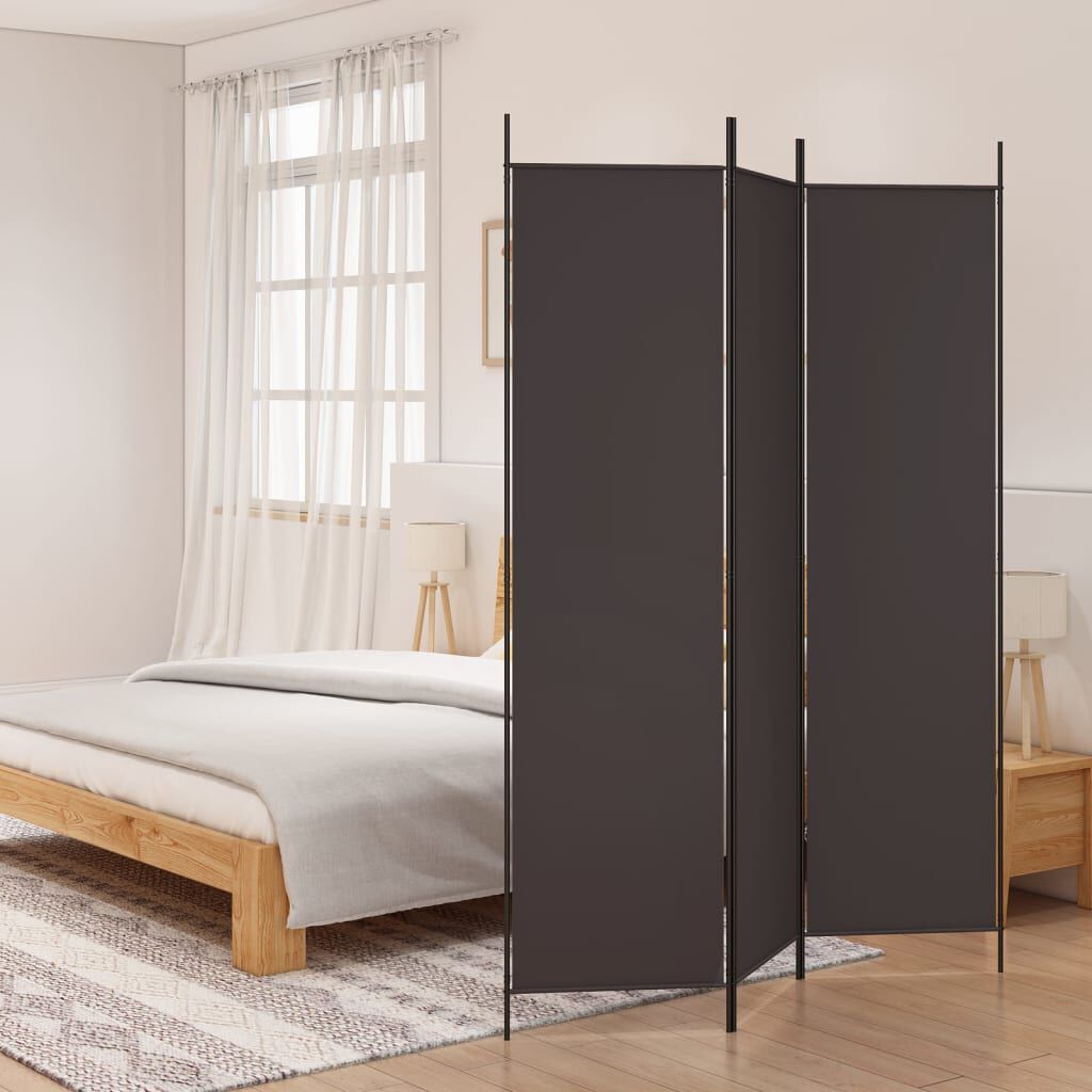 vidaXL Διαχωριστικό Δωματίου με 3 Πάνελ Καφέ 150x200 εκ. από Ύφασμα