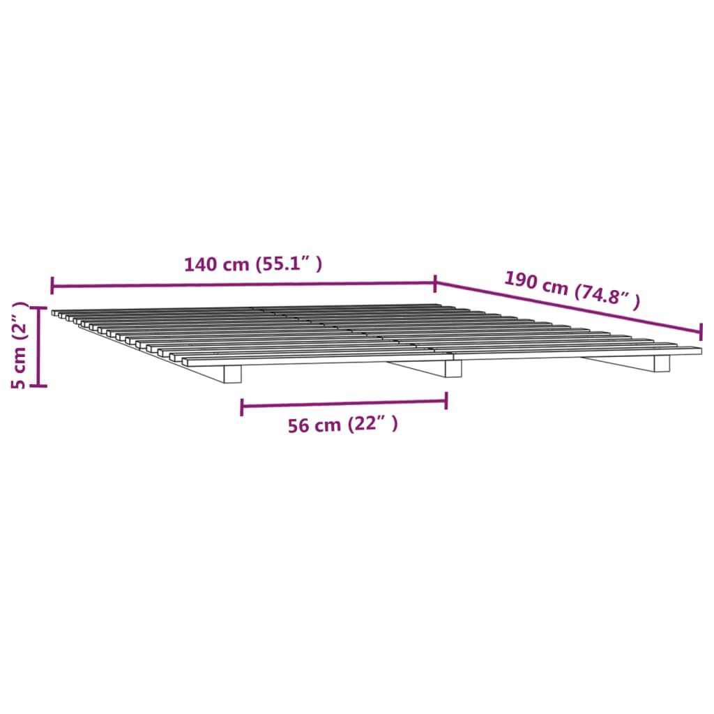 vidaXL Πλαίσιο Κρεβατιού άσπρο 140 x 190 εκ. από Μασίφ Ξύλο Πεύκου