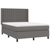 vidaXL Κρεβάτι Boxspring με Στρώμα Γκρι 140x190εκ. από Συνθετικό Δέρμα