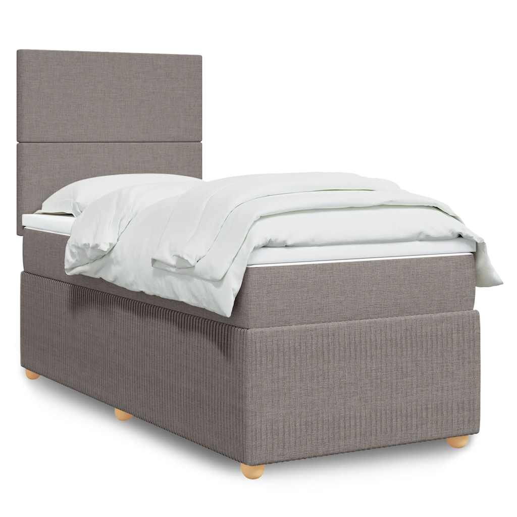vidaXL Κρεβάτι Boxspring με Στρώμα Taupe 80x200 εκ. Υφασμάτινο