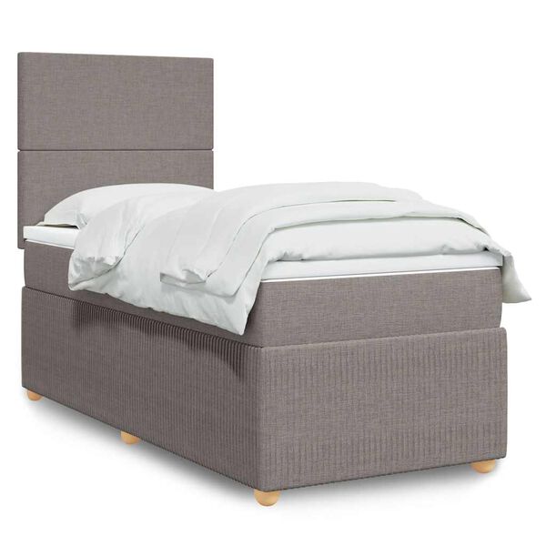 vidaXL Κρεβάτι Boxspring με Στρώμα Taupe 80x200 εκ. Υφασμάτινο