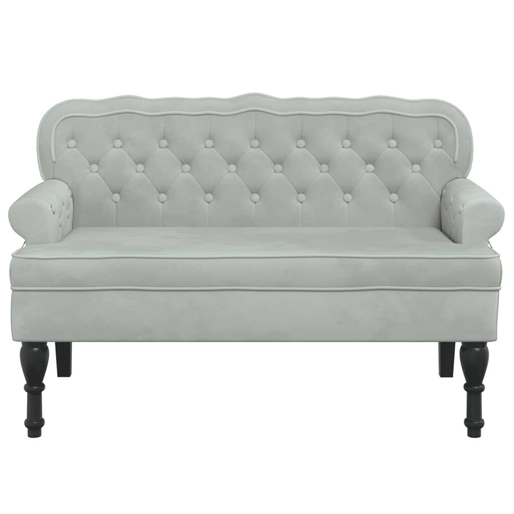vidaXL Παγκάκι με Πλάτη Ανοιχτό Γκρι 119,5x64,5x75 εκ. Βελούδινο