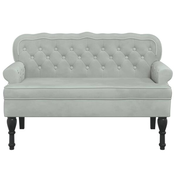 vidaXL Παγκάκι με Πλάτη Ανοιχτό Γκρι 119,5x64,5x75 εκ. Βελούδινο