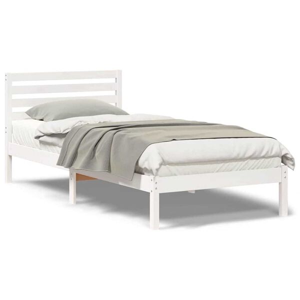vidaXL Σκελετός Κρεβατιού Λευκό 100 x 220 cm Μασίφ ξύλο πεύκου