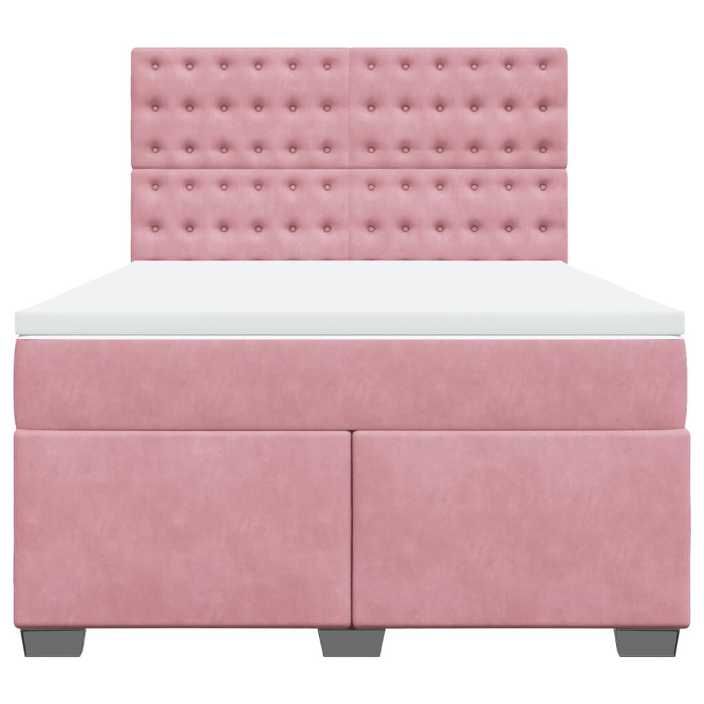 vidaXL Κρεβάτι Boxspring με Στρώμα Ροζ 160x200 εκ. Βελούδινο