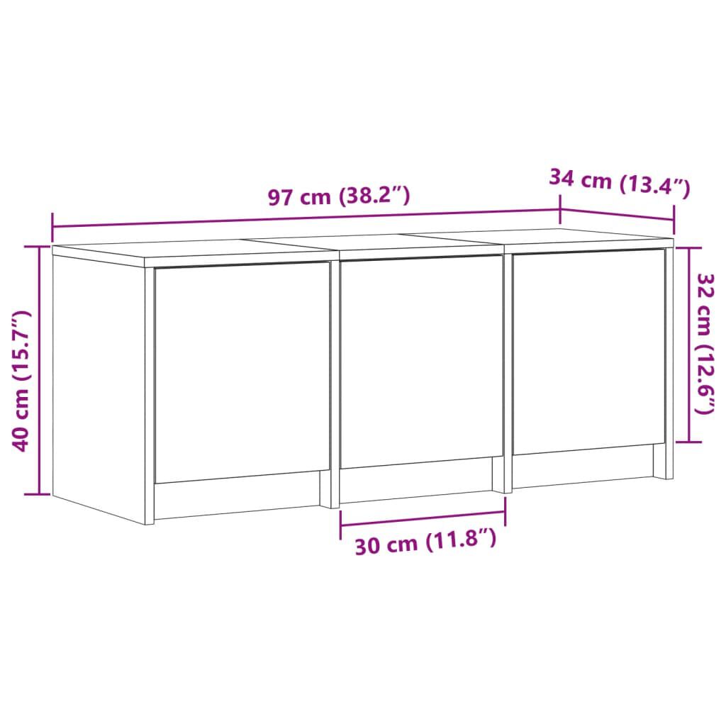 vidaXL Έπιπλο Τηλεόρασης με LED Καπνιστή Δρυς 97x34x40 εκ. Επεξ. Ξύλο