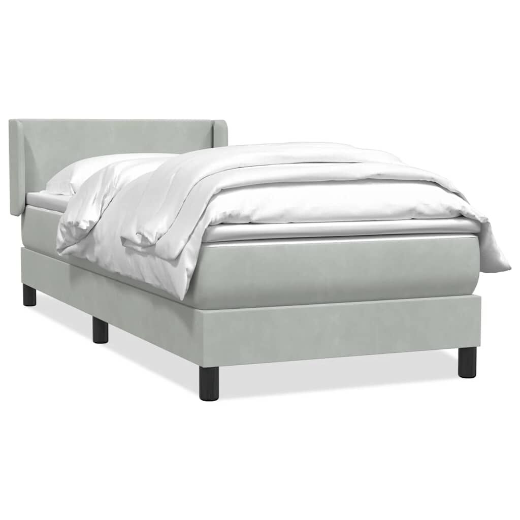 vidaXL Box Spring κρεβάτι με στρώμα ανοιχτό γκρι 90x210 cm Βελούδινο