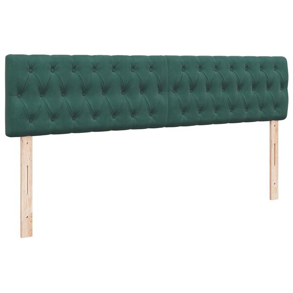 vidaXL Οθωμανικό κρεβάτι με στρώμα & LEDs Dark Green 180x200cm Velvet