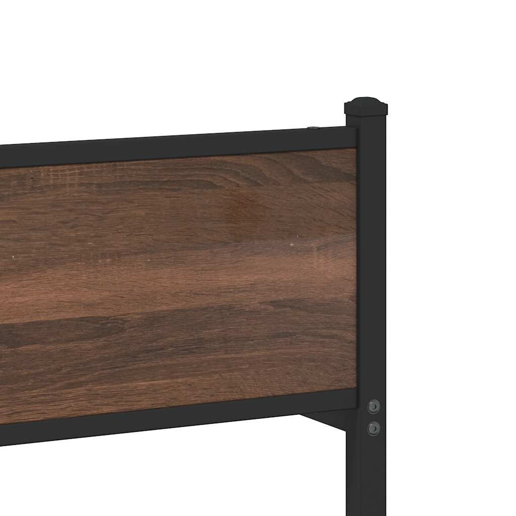 vidaXL Σκελετός Κρεβ. Χωρίς Στρώμα Καφέ Δρυς 193x203 εκ. Μεταλλικό