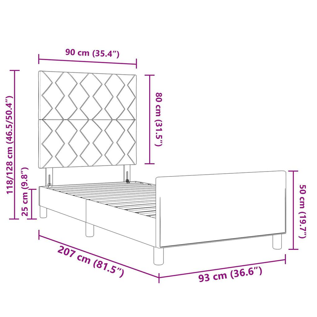 vidaXL Κρεβάτι Ροζ 90x200 εκ Βελούδο