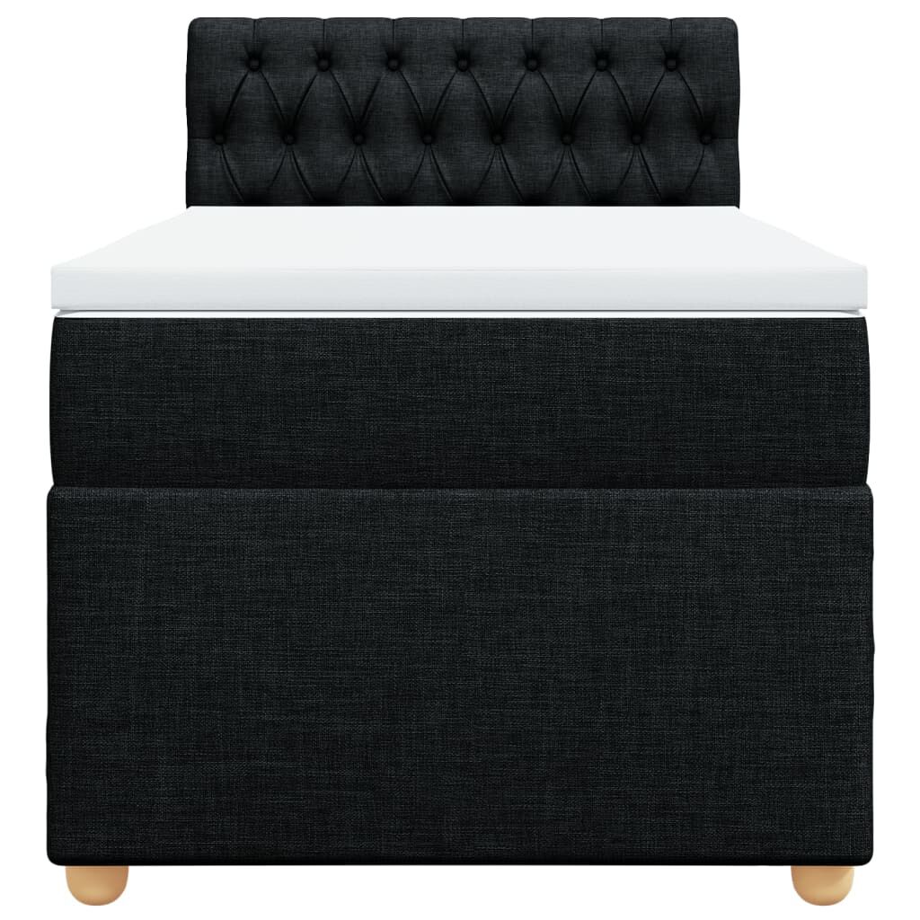 vidaXL Κρεβάτι Boxspring με Στρώμα Μαύρο 100 x 200 εκ. Υφασμάτινο