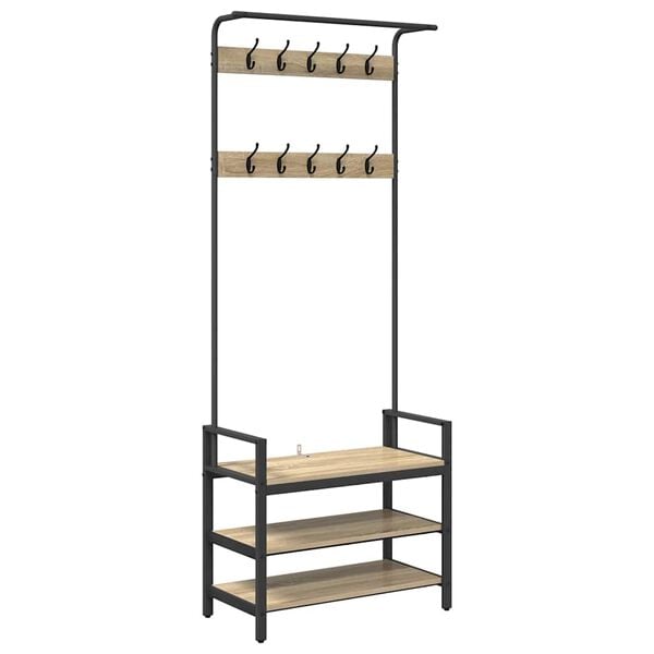vidaXL Κρεμάστρα Sonoma Δρυς 75 x 34 x 184 εκ Επεξεργασμένο ξύλο
