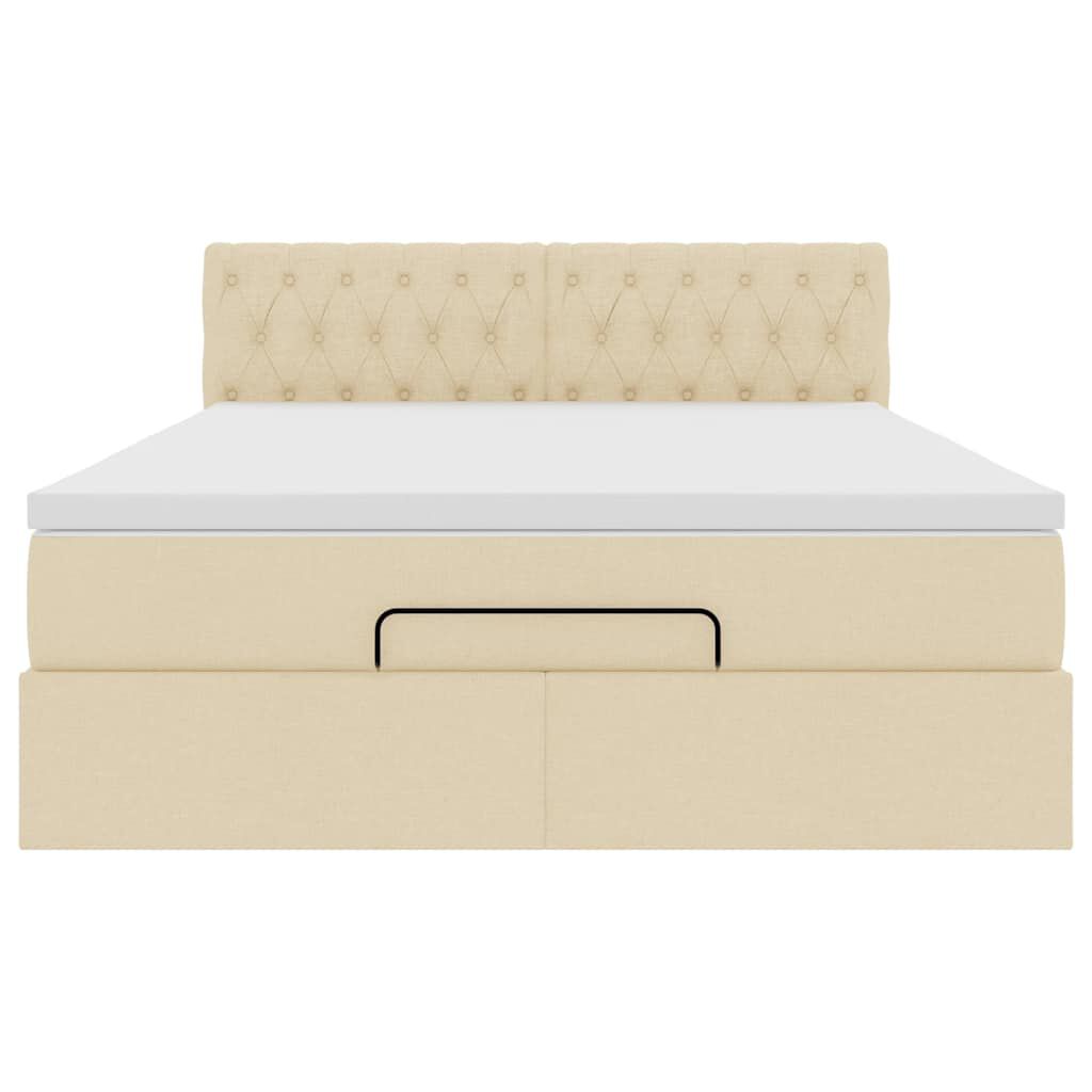 vidaXL Οθωμανικό κρεβάτι με στρώμα Cream 140x200cm ύφασμα