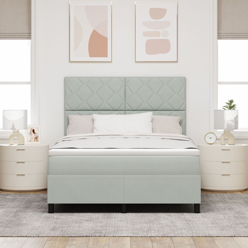 vidaXL Κρεβάτι με Στρώμα Light Grey 160x200 cm Βελούδο