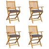 vidaXL Πτυσσόμενη Καρέκλα με μαξιλάρι 4 pcs Γκρι 49 x 57.5 x 92εκ