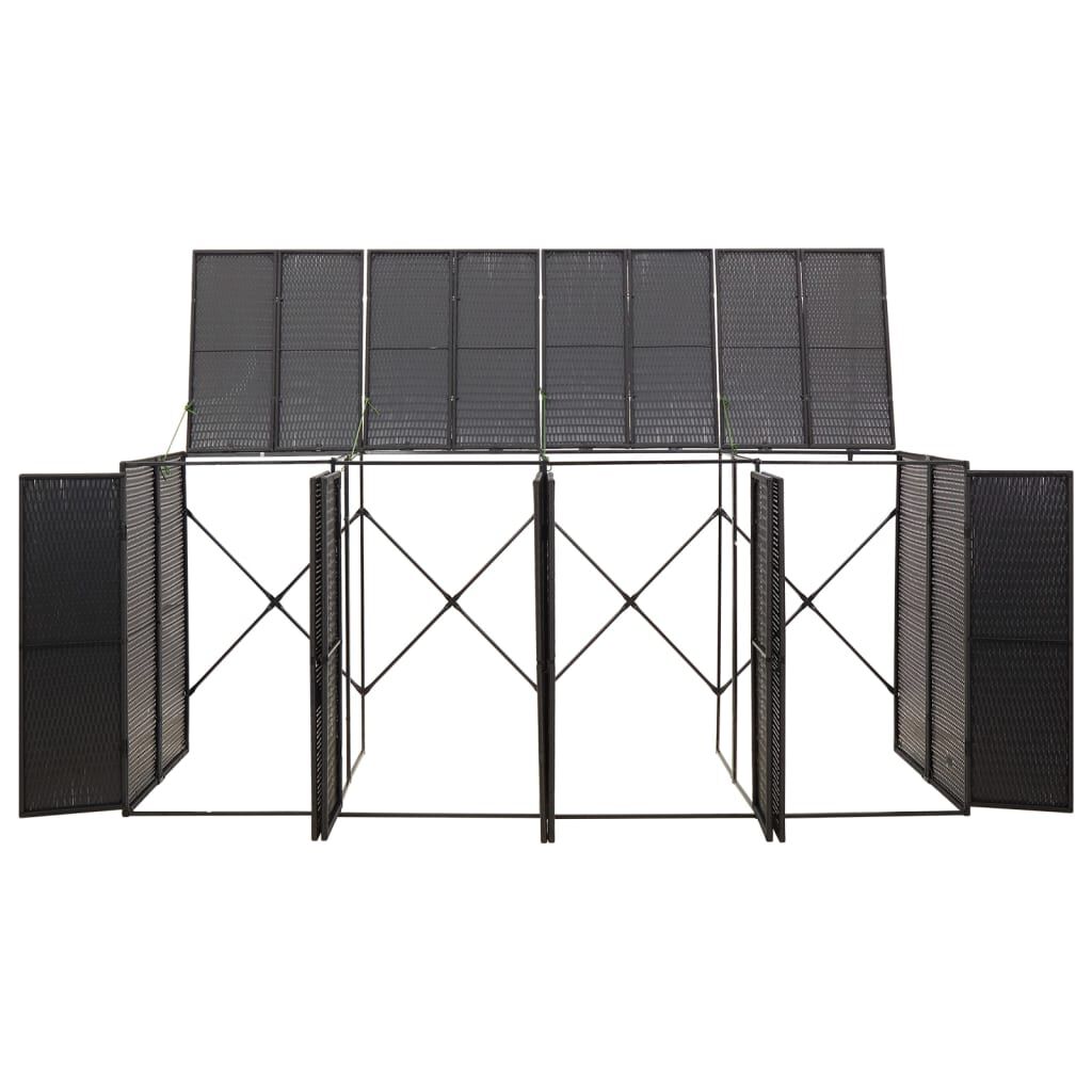vidaXL Πλαίσιο για Κάδο Απορρ. με Ρόδες Μαύρο 274x80x117εκ Συνθ. Ρατάν