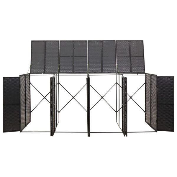 vidaXL Πλαίσιο για Κάδο Απορρ. με Ρόδες Μαύρο 274x80x117εκ Συνθ. Ρατάν