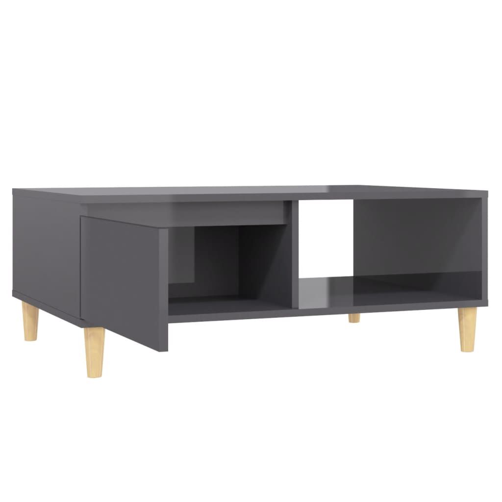 vidaXL Τραπεζάκι Σαλονιού Γυαλιστερό Γκρι 90 x 60 x 35 εκ. Επεξ. Ξύλο