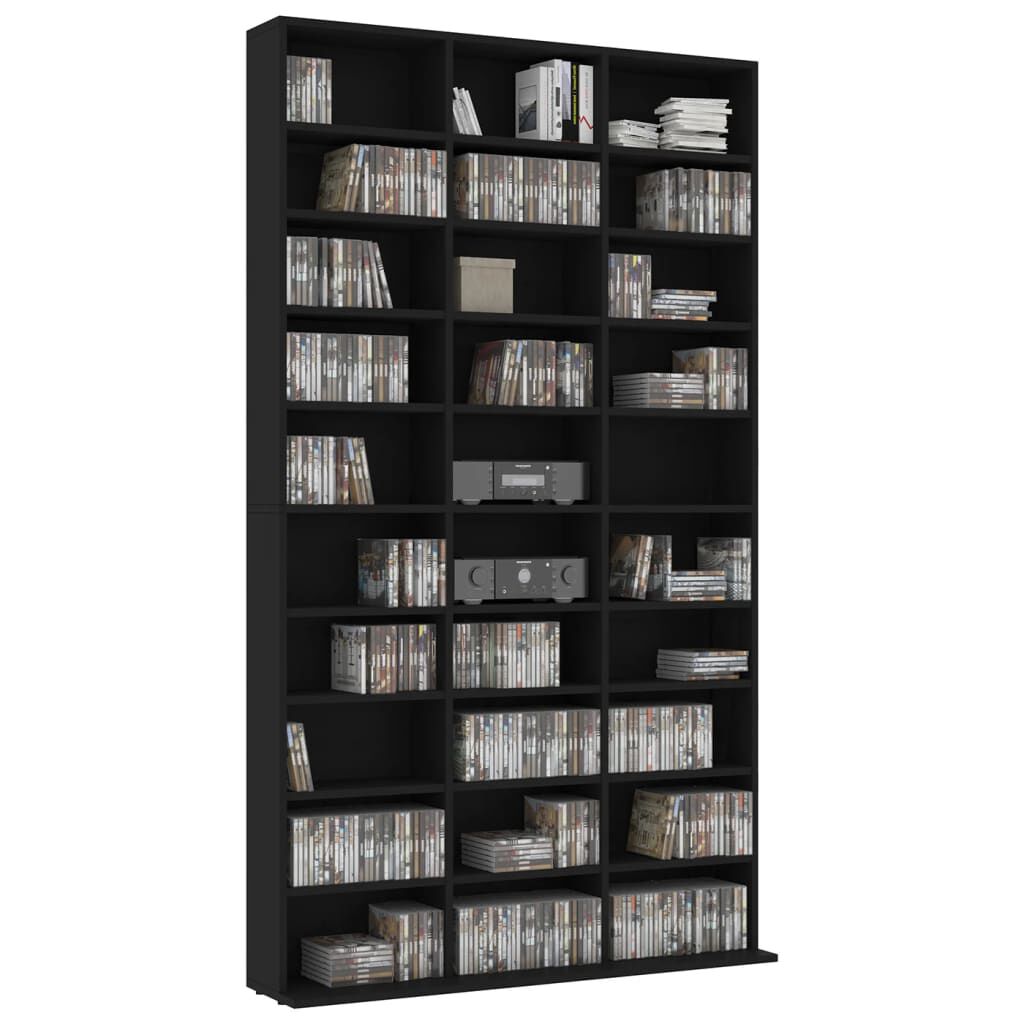 vidaXL Έπιπλο για CD Μαύρο 102 x 16 x 177,5 εκ. από Επεξεργασμένο Ξύλο