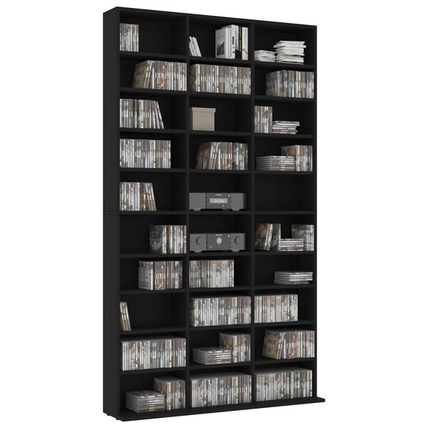 vidaXL Έπιπλο για CD Μαύρο 102 x 16 x 177,5 εκ. από Επεξεργασμένο Ξύλο