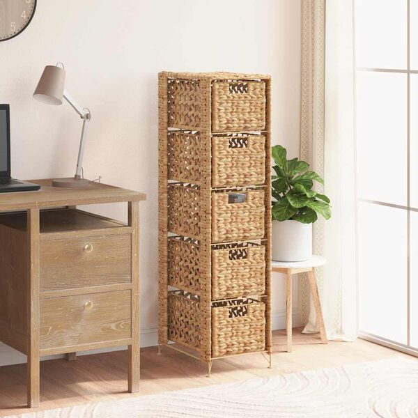 vidaXL Συρταριέρα με 5 Καλάθια 25,5x37x100 εκ. από Υάκινθο του Νερού