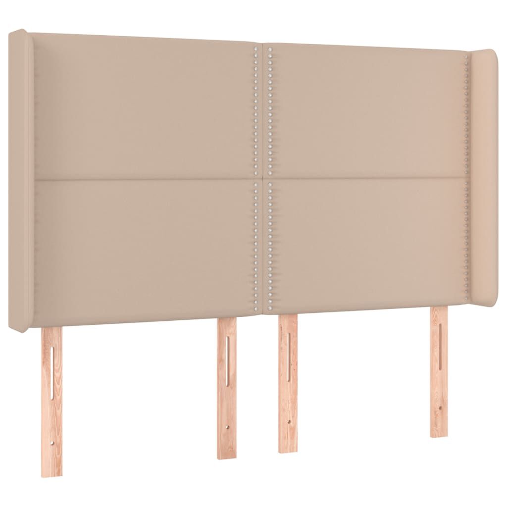 vidaXL Κρεβάτι Boxspring Στρώμα&LED Καπουτσίνο 140x200 εκ. Συνθ. Δέρμα