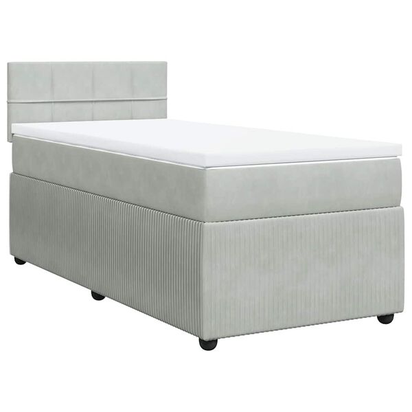 vidaXL Κρεβάτι Boxspring με Στρώμα Ανοιχτό Γκρι 80x200 εκ. Βελούδινο