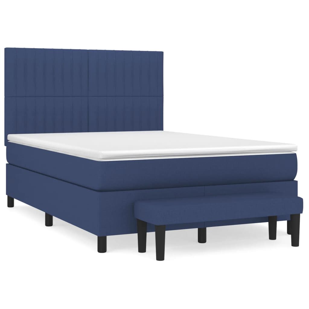 vidaXL Κρεβάτι Boxspring με Στρώμα Μπλε 140x190 εκ. Υφασμάτινο