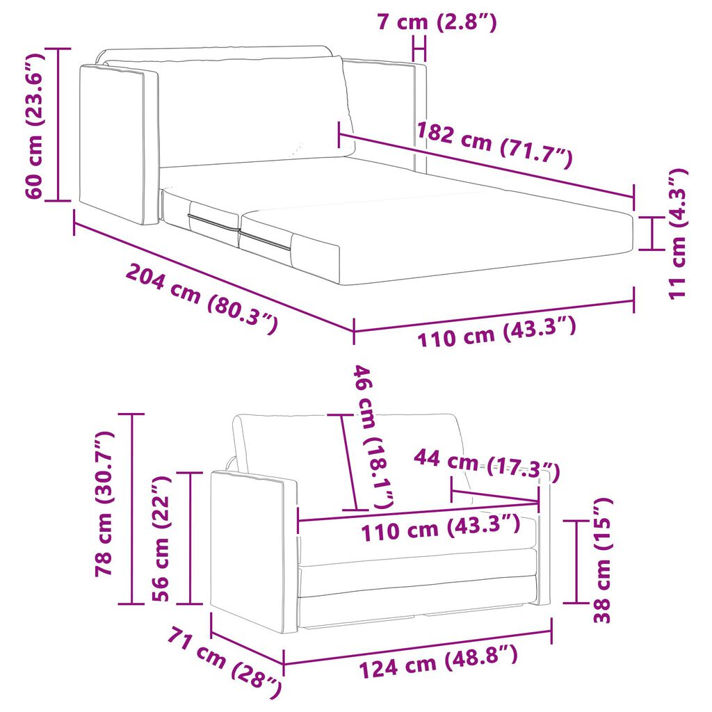 vidaXL Καναπές Κρεβάτι 2-σε-1 Βαθύ Κίτρινο 124x71x78 εκ. Υφάσματος