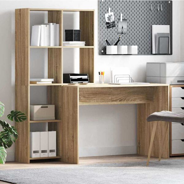 vidaXL Γραφείο Sonoma Δρυς 138.5 x 55 x 143 εκ Επεξεργασμένο ξύλο
