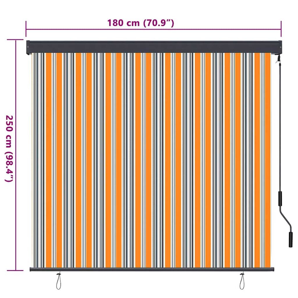 vidaXL Εξωτερικό ρολό Ριγέ Κίτρινο και μπλε 180 x 250 cm ύφασμα