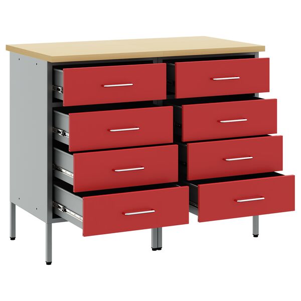 vidaXL Ντουλάπα Εργασίας 2 pcs Κόκκινο και Γκρίζο 100 x 55 x 85 εκ.