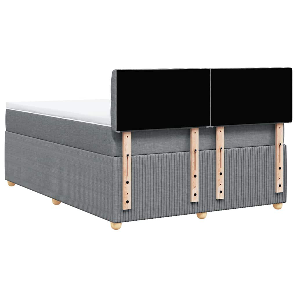 vidaXL Κρεβάτι Boxspring με Στρώμα Ανοιχτό Γκρι 140x200 εκ. Υφασμάτινο