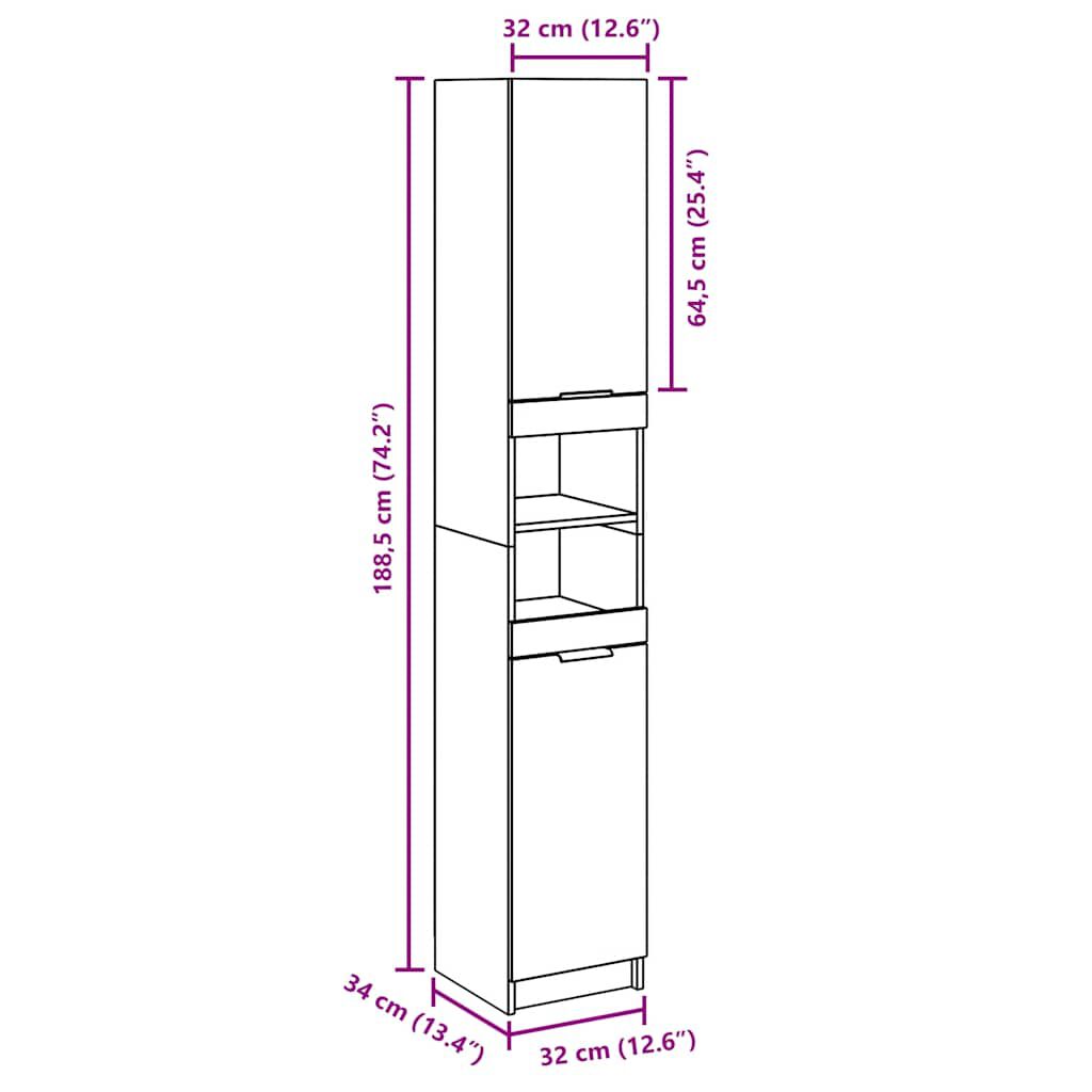 vidaXL Ντουλάπι μπάνιου Παλιό ξύλο 32x34x188,5 cm Κατασκευασμένο ξύλο