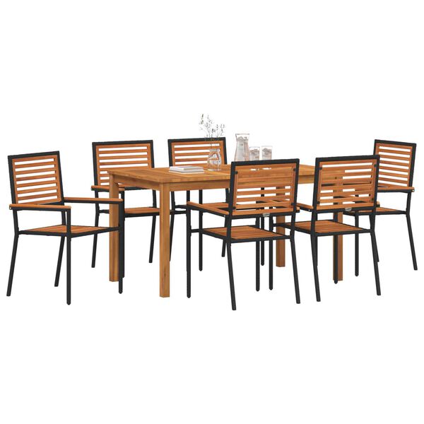 vidaXL Σετ Τραπεζαρίας Κήπου 7 pcs Μαύρο 140 x 80 x 74 cm