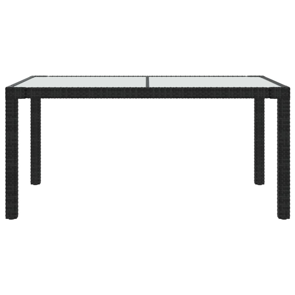 vidaXL Τραπέζι Κήπου Μαύρο 150x90x75 εκ. Συνθετικό Ρατάν/Ψημένο Γυαλί
