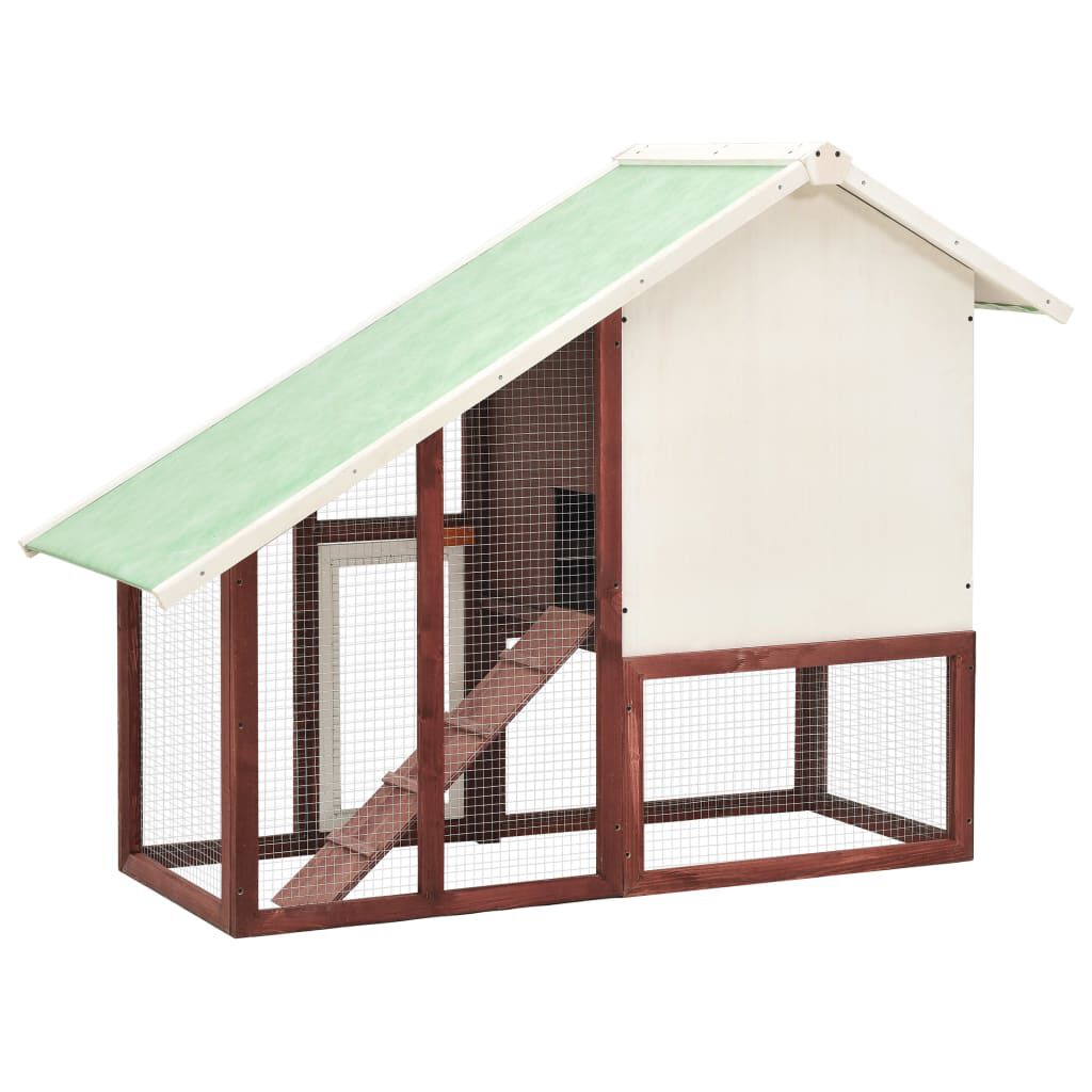 vidaXL Κλουβί Κουνελιών Μόκα/Λευκό 140x63x120 εκ. Μασίφ Ξύλο Ελάτης