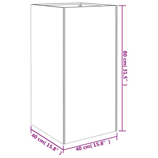 vidaXL Ζαρντινιέρα 40x40x80 εκ. από Ατσάλι Σκληρυθέν στον Αέρα