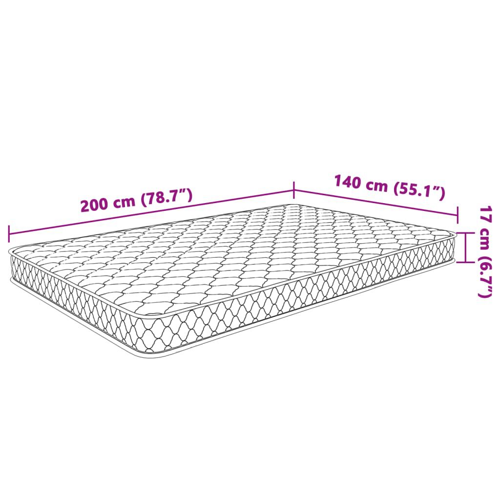 vidaXL Στρώμα Αφρού Μνήμης 200 x 140 x 17 εκ.