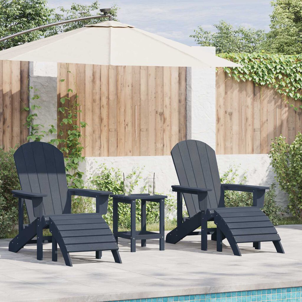 Καρέκλες Adirondack vidaXL 2 τμχ Ναυτικό μπλε HDPE