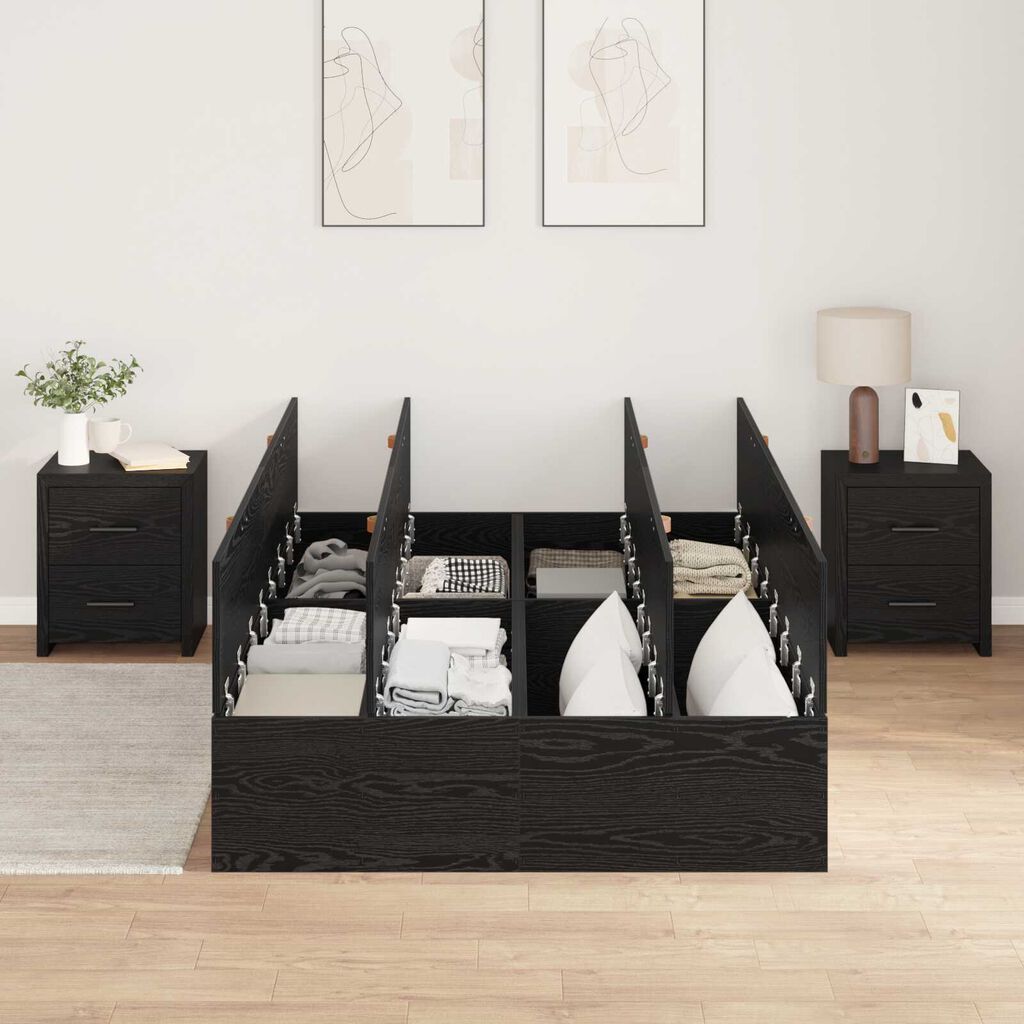 vidaXL Κρεβάτι αποθήκευσης μαύρο δρύινο 120x190 cm