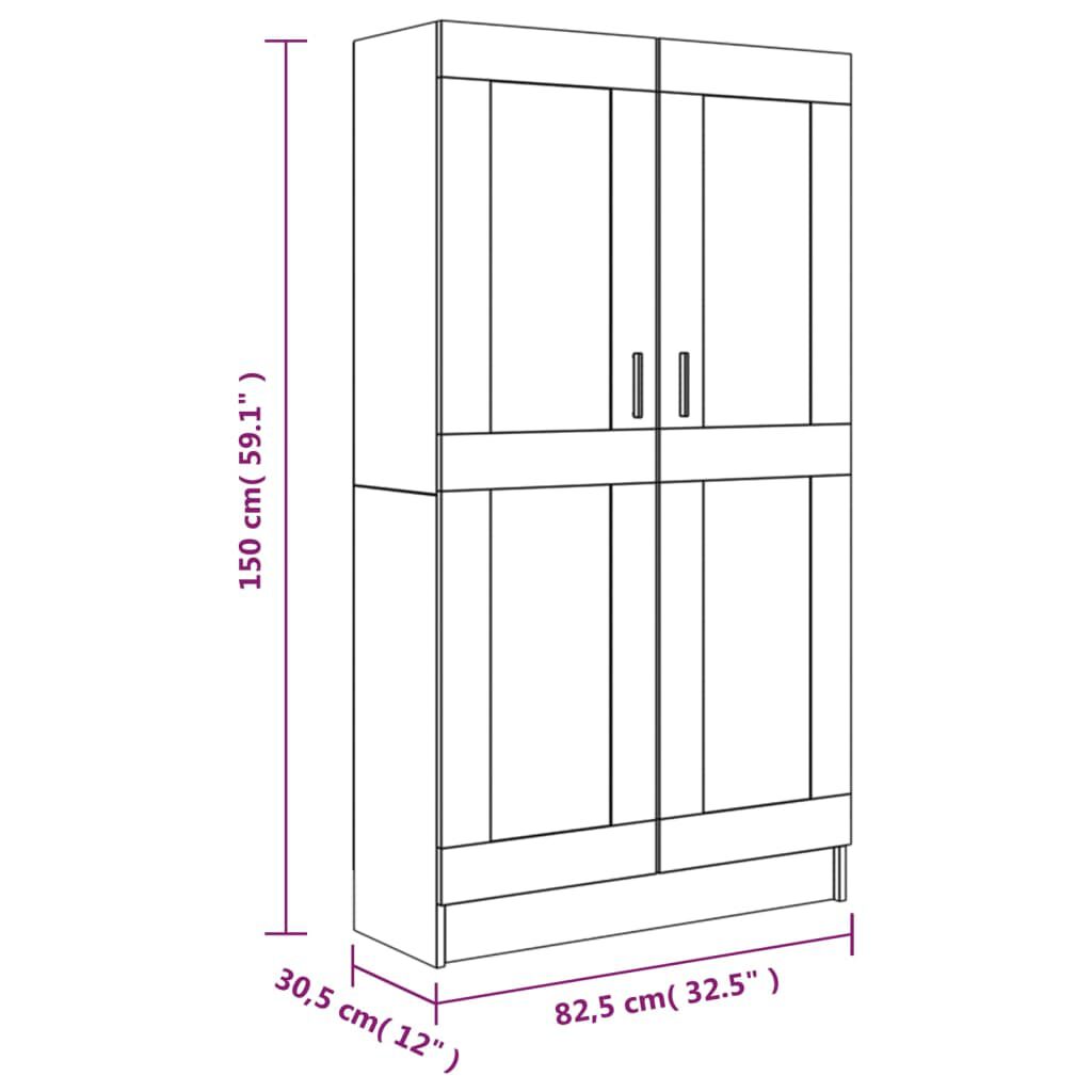 vidaXL Βιβλιοθήκη Γκρι Sonoma 82,5x30,5x150 εκ. από Επεξεργασμένο Ξύλο