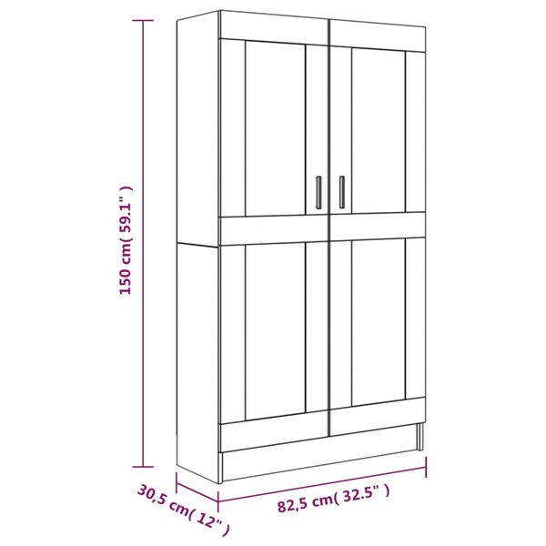 vidaXL Βιβλιοθήκη Γκρι Sonoma 82,5x30,5x150 εκ. από Επεξεργασμένο Ξύλο