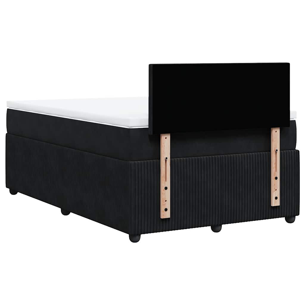 vidaXL Κρεβάτι Boxspring με Στρώμα Μαύρο 120x190 εκ. Βελούδινο