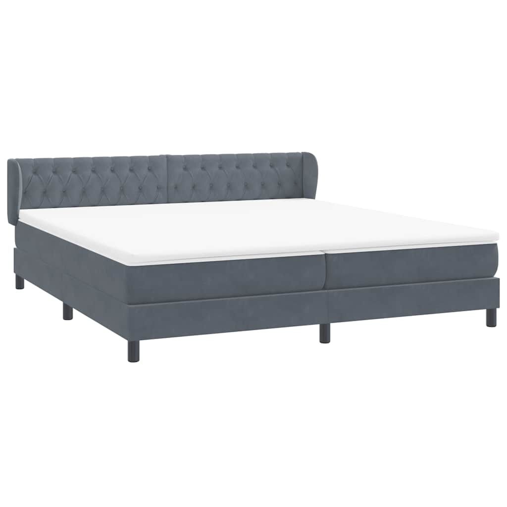 vidaXL Box Spring Κρεβάτι με στρώματα Σκούρο γκρι 200x210 cm Βελούδινο