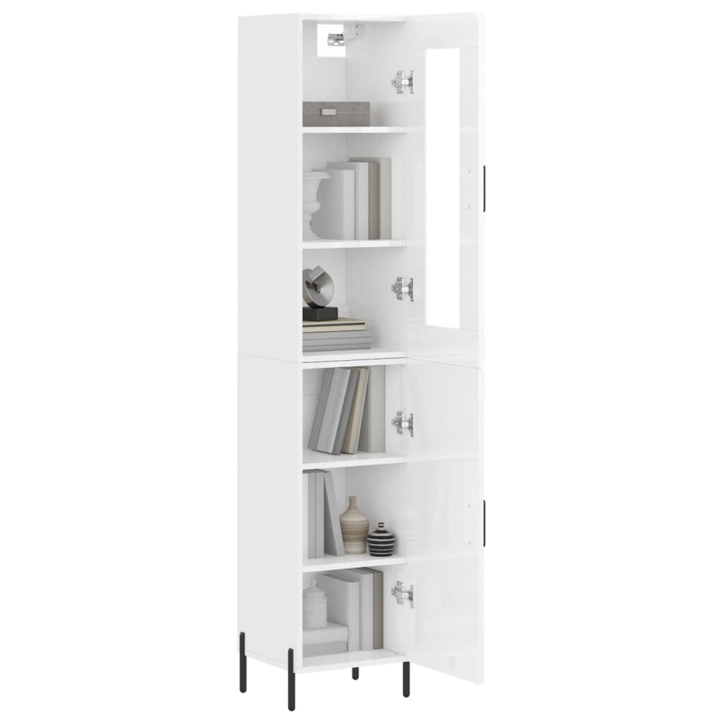 vidaXL Ντουλάπι Γυαλ. Λευκό 34,5 x 34 x 180 εκ. από Επεξεργασμένο Ξύλο