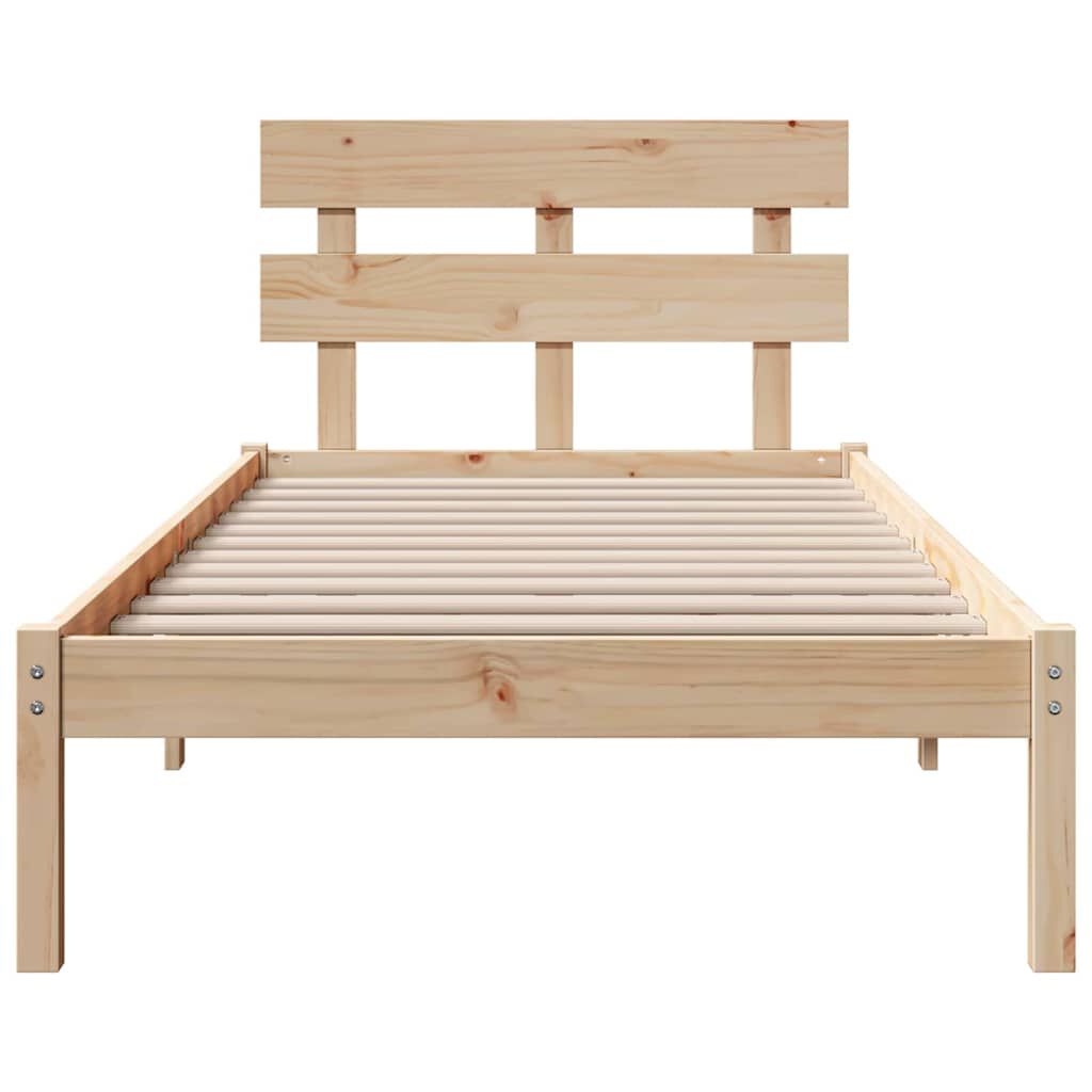 vidaXL Σκελετός Κρεβατιού Καφέ 75 x 190 cm Μασίφ ξύλο πεύκου