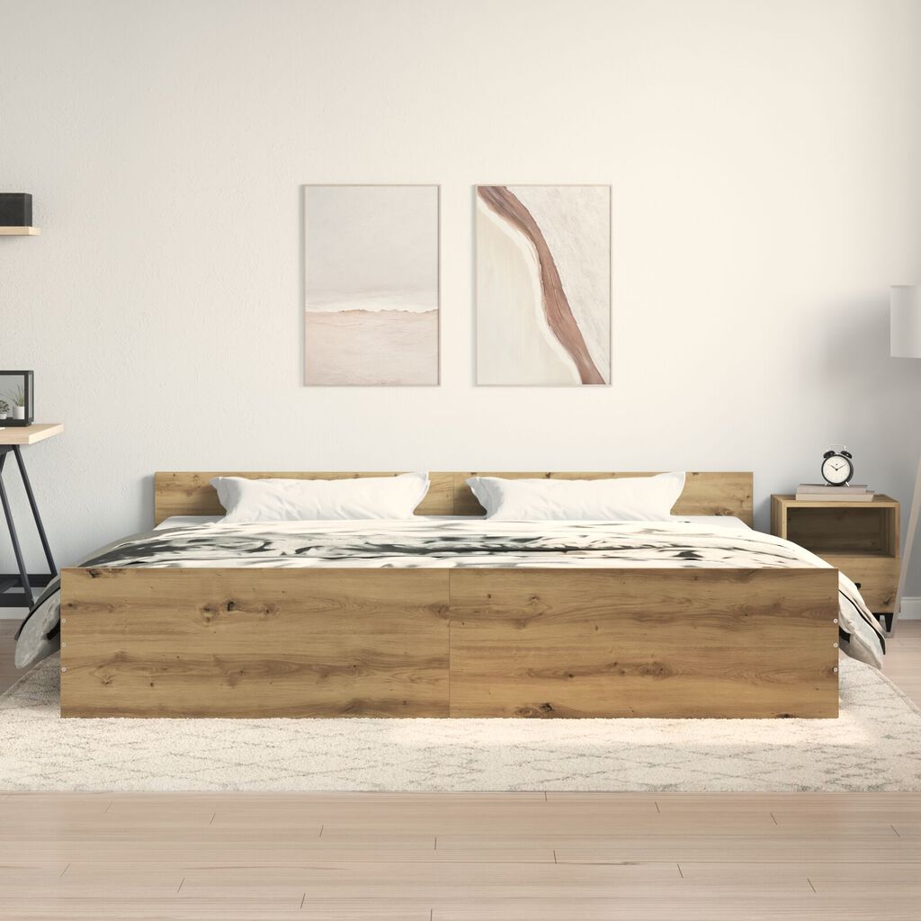 vidaXL Κρεβάτι Artisan Oak 200x200 εκ Επεξεργασμένο ξύλο