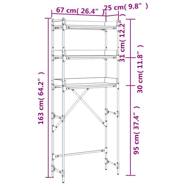 vidaXL Ραφιέρα Πλυντηρίου Καπνιστή Δρυς 67x25x163 εκ. Επεξεργ. Ξύλο