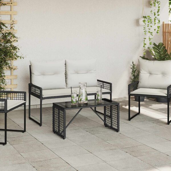 vidaXL &Epsilon;&xi;&omega;&tau;&epsilon;&rho;&iota;&kappa;ό &Tau;&rho;&alpha;&pi;έ&zeta;&iota; &Mu;&alpha;ύ&rho;&omicron; 80 x 40 x 40 cm PE Rattan &kappa;&alpha;&iota; &Gamma;&upsilon;&alpha;&lambda;ί